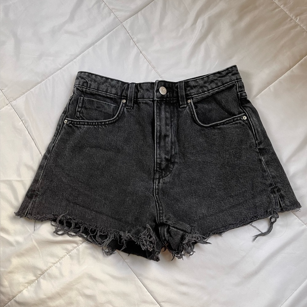 Zara black distressed shorts
